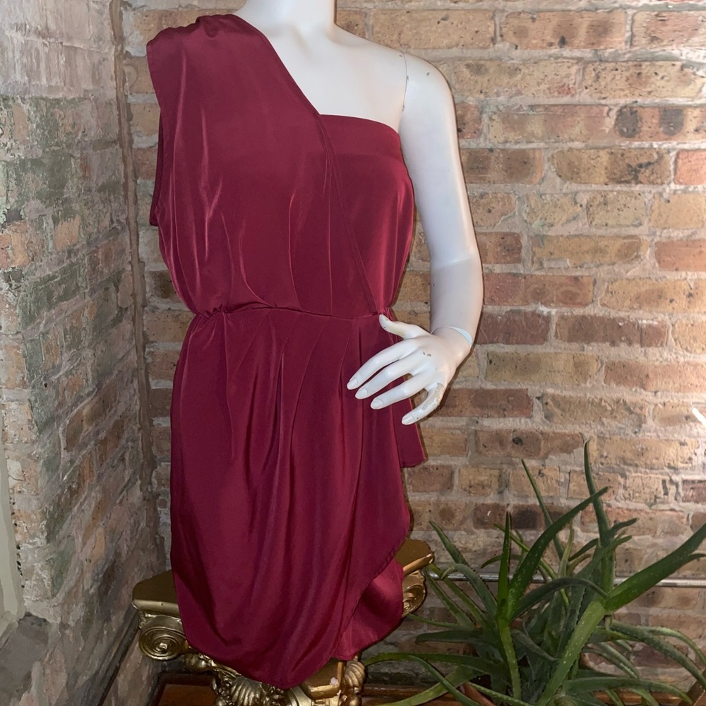 Topshop One Shoulder Dress Maroon Size 6
